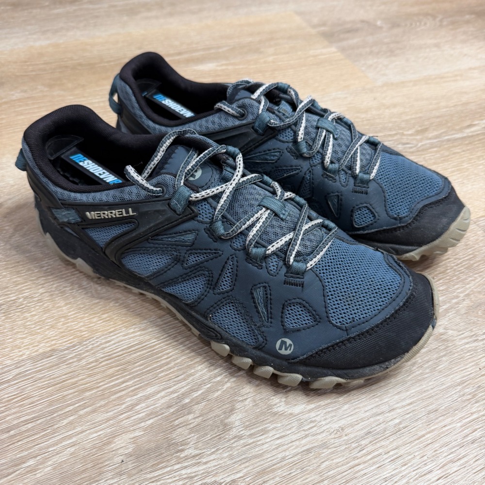 Merrell All Out Blaze Mens 10.5 Blue Hiking Shoes Vibram J12641 Low Top Trail